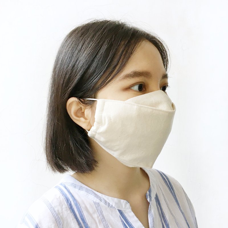 Replaceable filter material three-dimensional cloth mask pure cotton double yarn - หน้ากาก - ผ้าฝ้าย/ผ้าลินิน สีกากี