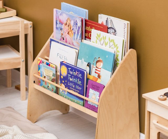 Montessori Bookshelf, Toddler Bookcase, Wooden Kids Furniture