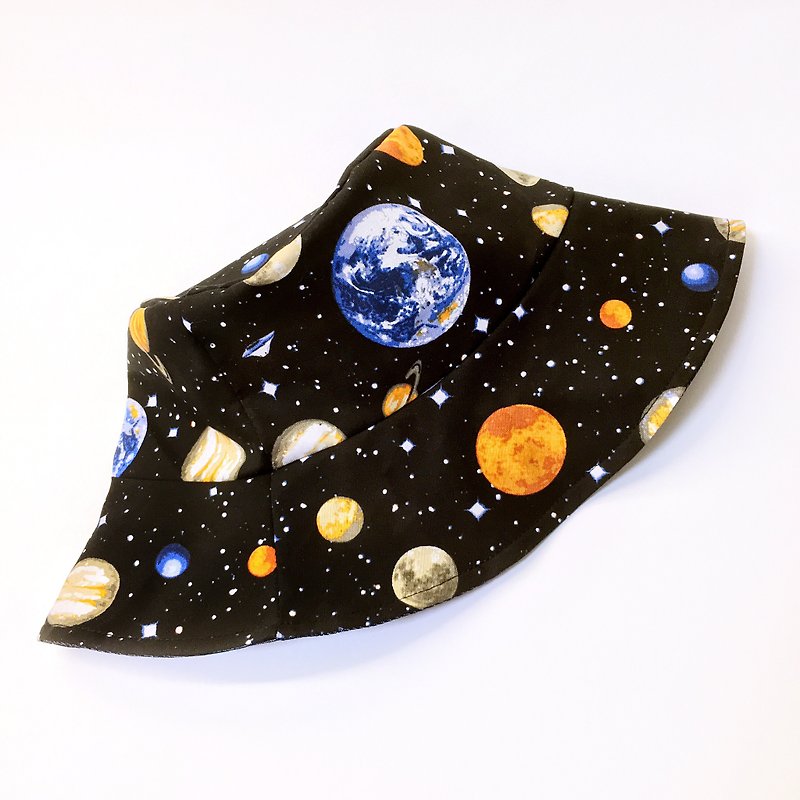 Star series universe solar system planet cotton hat handmade cap - หมวก - ผ้าฝ้าย/ผ้าลินิน สีดำ