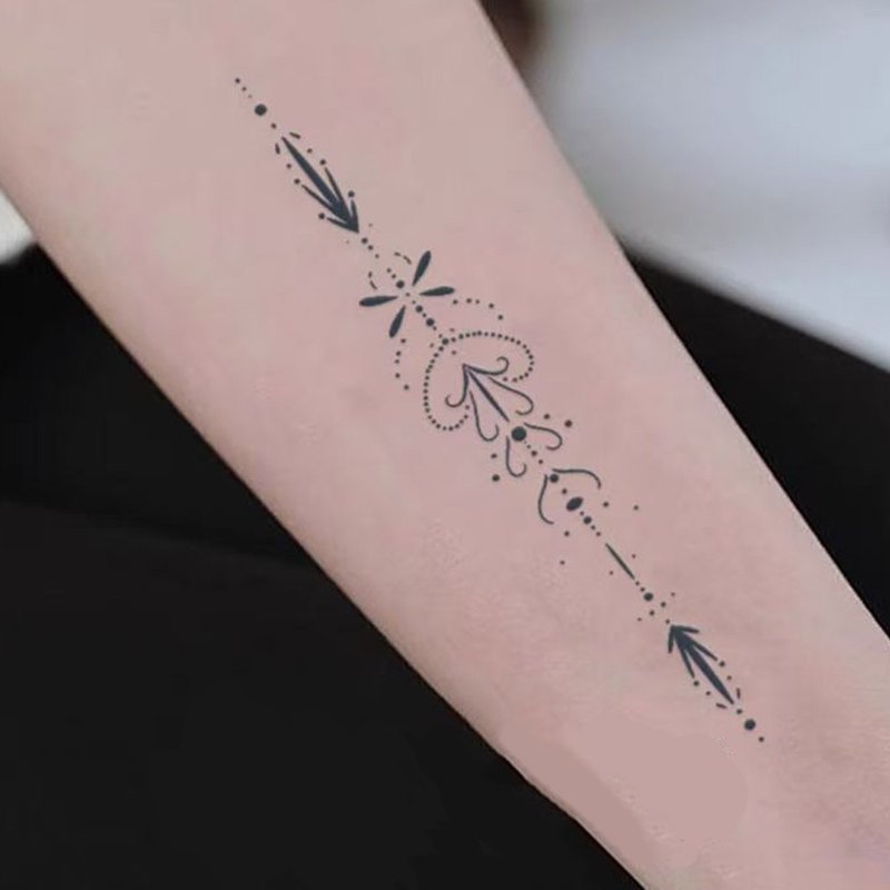 Send 2 pictures [Swaying Flowers] Realistic semi-permanent tattoo pattern herbal tattoo stickers simulation long-lasting men and women - Temporary Tattoos - Paper Black