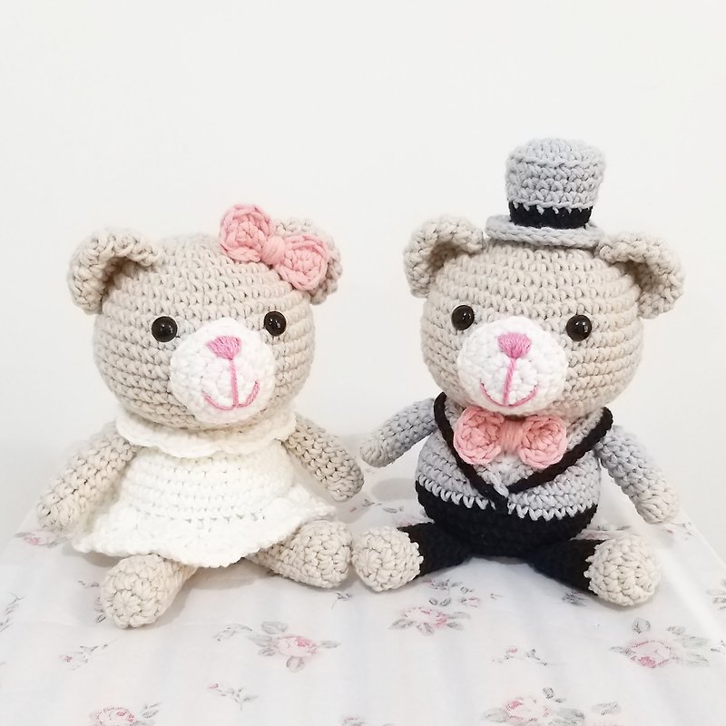 結婚式のクマの子の手編みのペア - 人形・フィギュア - コットン・麻 多色