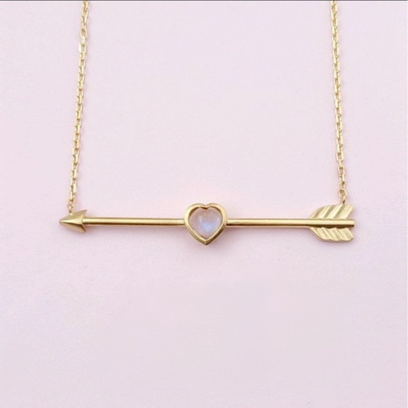 Heart Arrow Necklace - Necklaces - Gemstone Gold