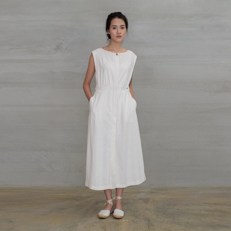 亞維儂袖襱交疊設計洋裝 Avignon Armhole Overlap Dress - 洋裝/連身裙 - 棉．麻 多色