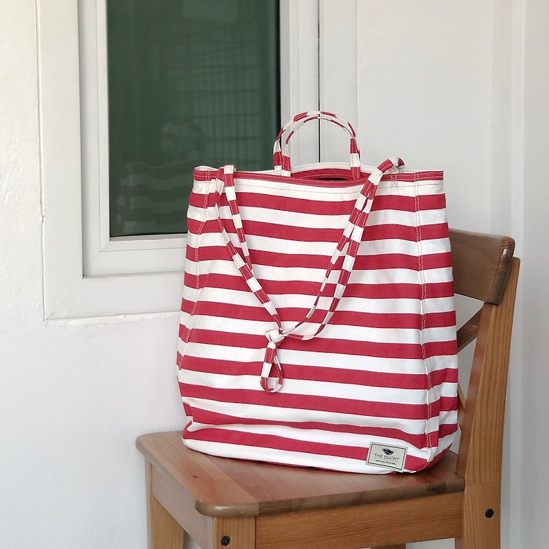 Oversize tote - Red white stripes - Handbags & Totes - Cotton & Hemp Multicolor