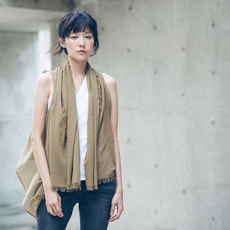 Multiwear kimono vest - Khaki - เสื้อกั๊กผู้หญิง - ผ้าฝ้าย/ผ้าลินิน สีกากี