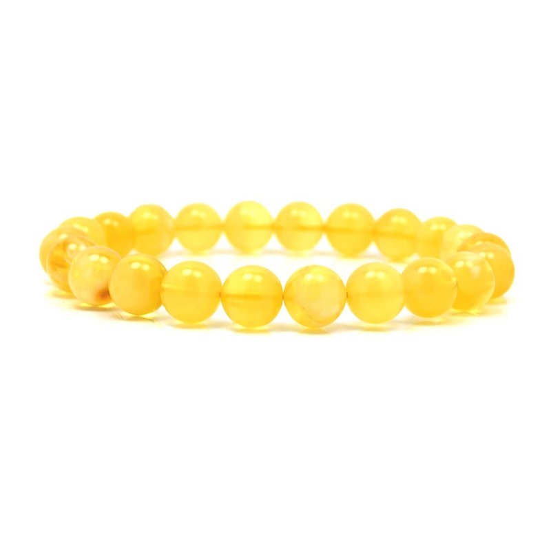 Cloudy Amber Golden Honey Amber 8.5mm Beads Bracelets Japanese Elastic String - Bracelets - Semi-Precious Stones Gold