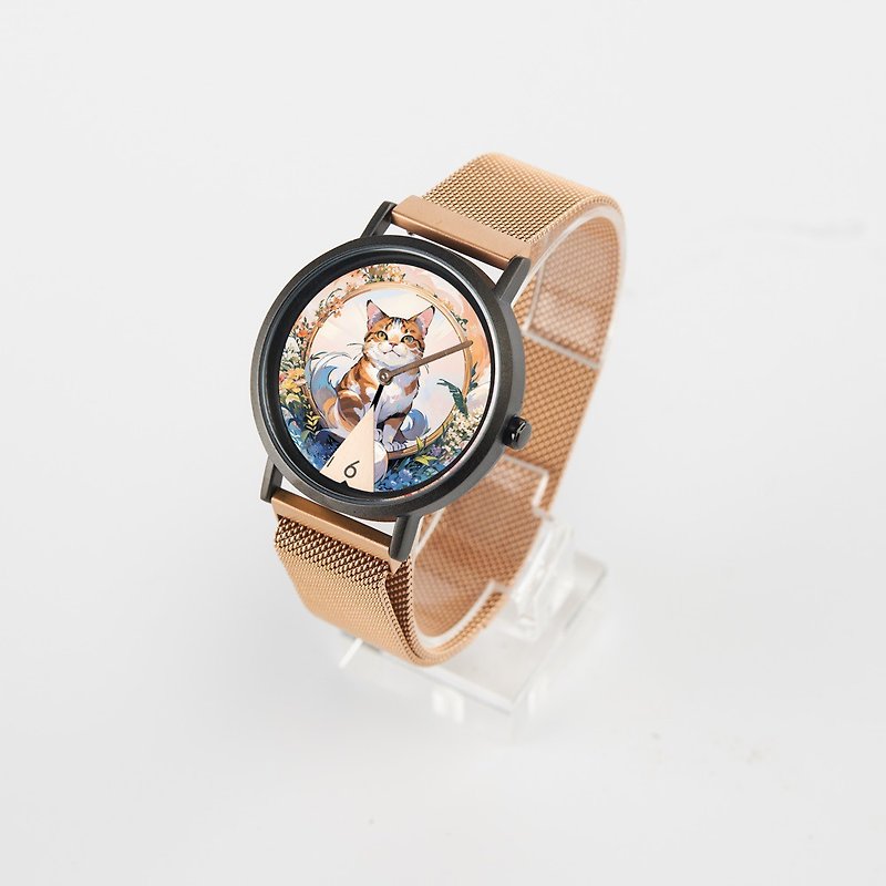 You need to have a watch original love to eat orange cat art waterproof Milan magnetic watch neutral watch female watch customization - นาฬิกาผู้ชาย - หนังแท้ 