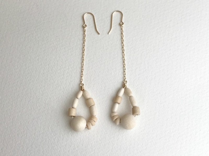 【14kgf】Tomte（pierced earrings） - Earrings & Clip-ons - Wood Gold