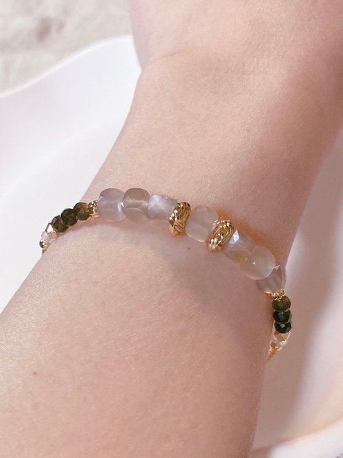 MainStar Accessory 人際桃花 手作天然石手鍊 灰月光石/金曜石/藍暈月光石