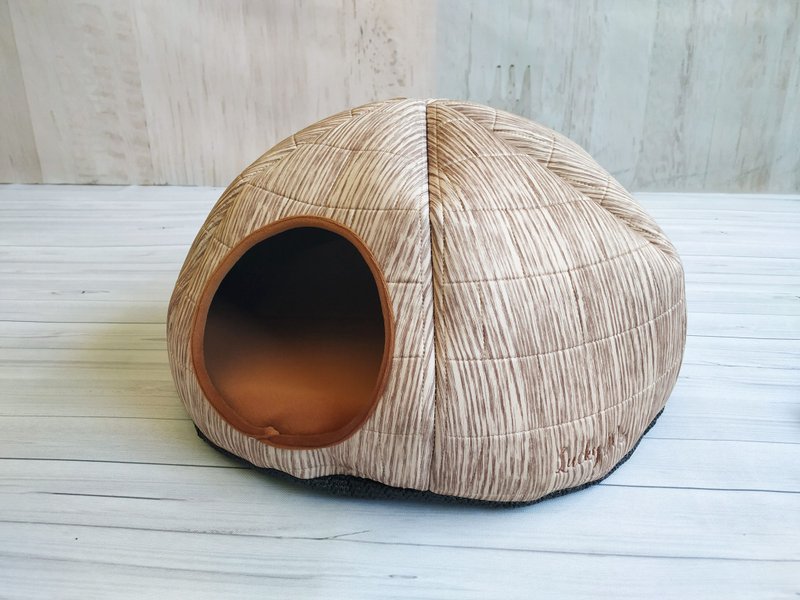 冰屋- 圓形開口 淺木紋 5種款式 涼墊 大空間 - 寵物床 - 其他人造纖維 卡其色