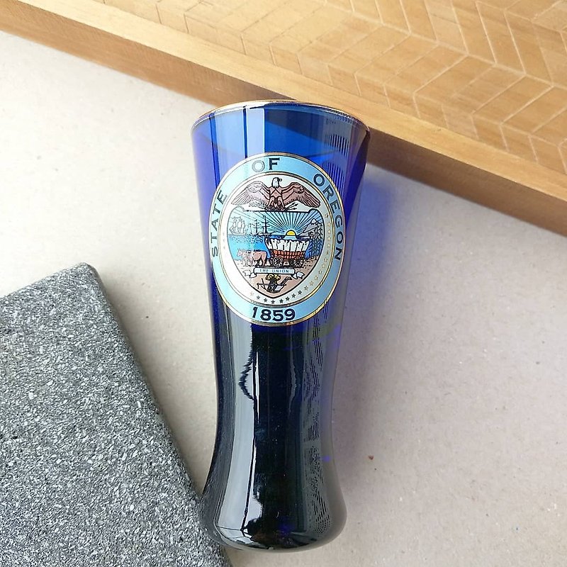 美國1859年奧勒岡州State of Oregon寶藍色紀念玻璃小酒杯/Shot杯 - 酒杯/酒器 - 玻璃 藍色