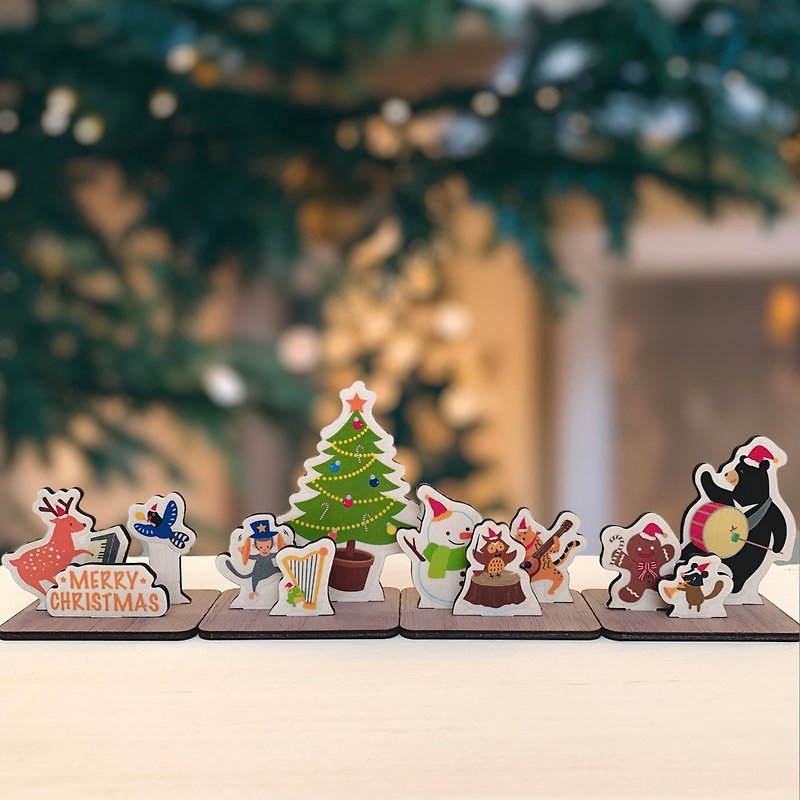 Taiwan’s unique animal Christmas ornaments/can be used as cute business card holders - Card Stands - Wood Multicolor