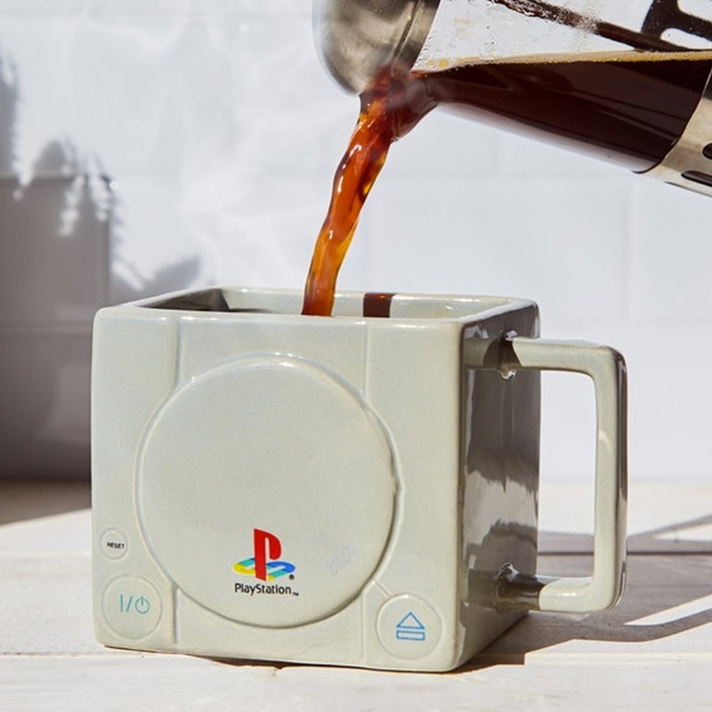 Officially licensed  PS1 Retro Video Game Console 3D mug - แก้วมัค/แก้วกาแฟ - ดินเผา สีเทา