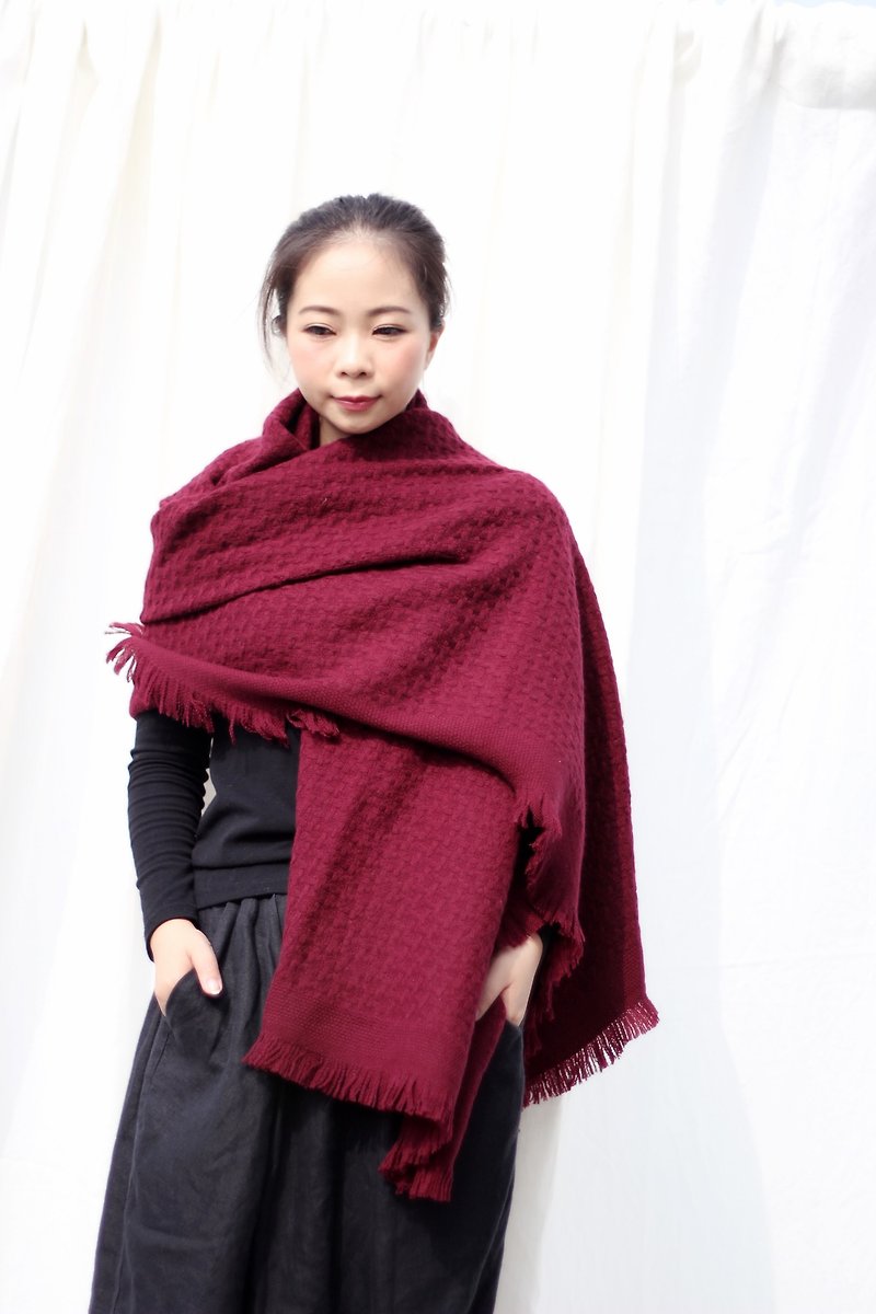 Crimson large wool scarf shawl - Knit Scarves & Wraps - Wool Red