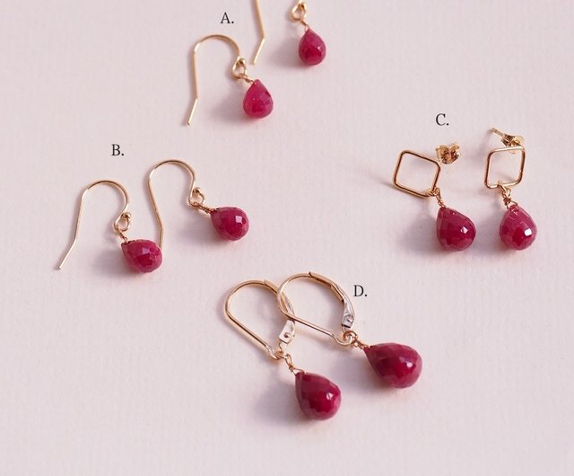 14K GF ルビー ピアス ルビー 7月石獅子座誕生石 - ショップ
