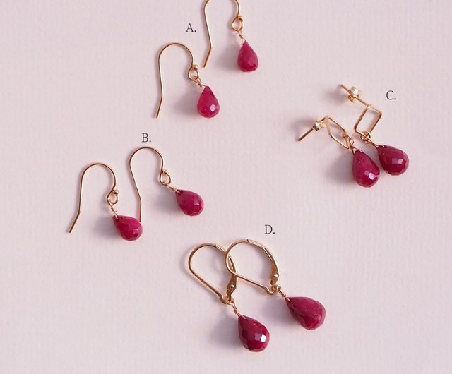 14K GF ルビー ピアス ルビー 7月石獅子座誕生石 - ショップ