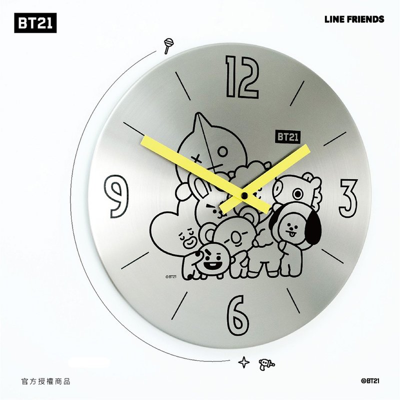 LINE FRIEDNS官方授權 l BT21在一起鐵片掛鐘時鐘 - 時鐘/鬧鐘 - 其他金屬 銀色