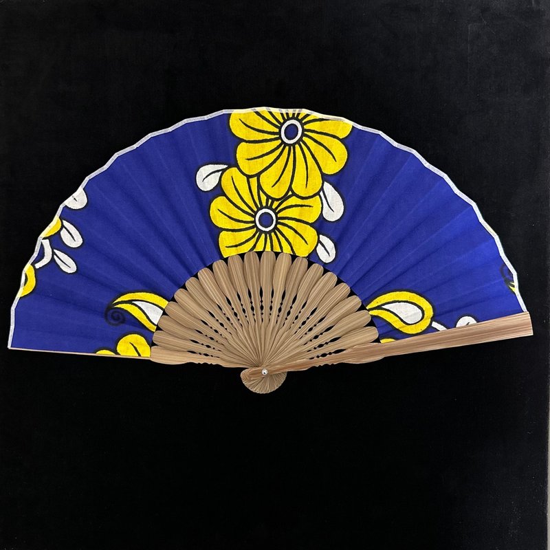 扇子　African fabricカンガ - 其他 - 棉．麻 藍色
