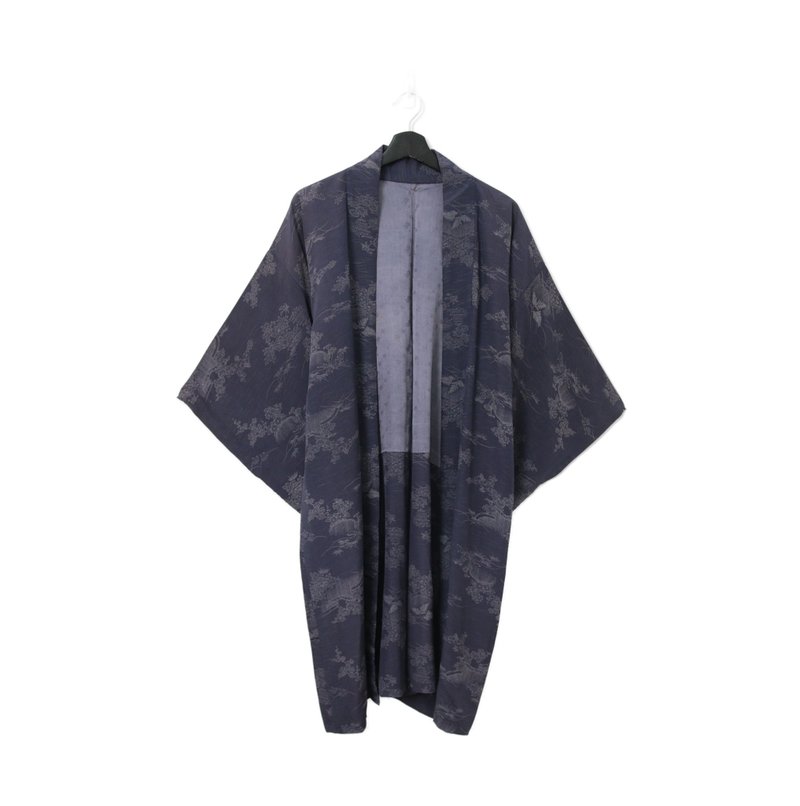 Back to Green-Japan brings back Haori’s calm long version of detailed scenery/vintage kimono - เสื้อแจ็คเก็ต - ผ้าไหม 