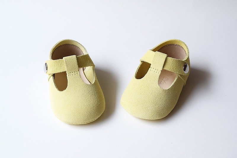 Pastel Yellow Baby Girl Shoes, Baby Moccasins, Baby Booties, Infant Crib Shoes - รองเท้าเด็ก - หนังแท้ สีเหลือง