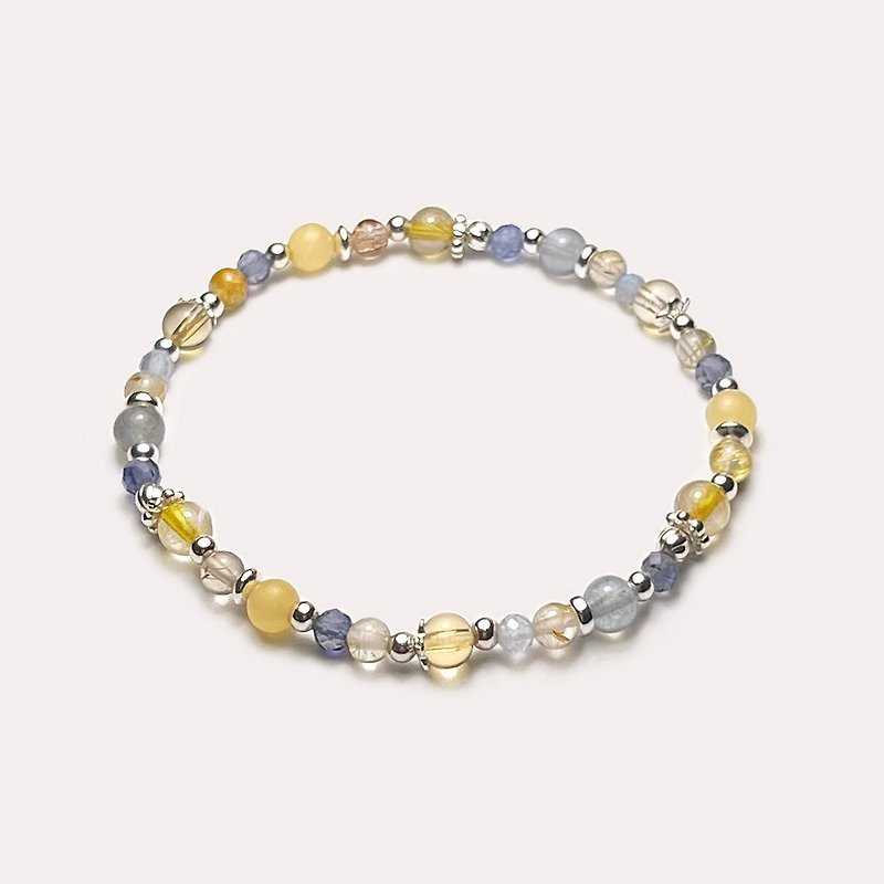Titanium Citrine Labradorite Cordierite 925 Sterling Silver Bracelet - Bracelets - Gemstone Yellow