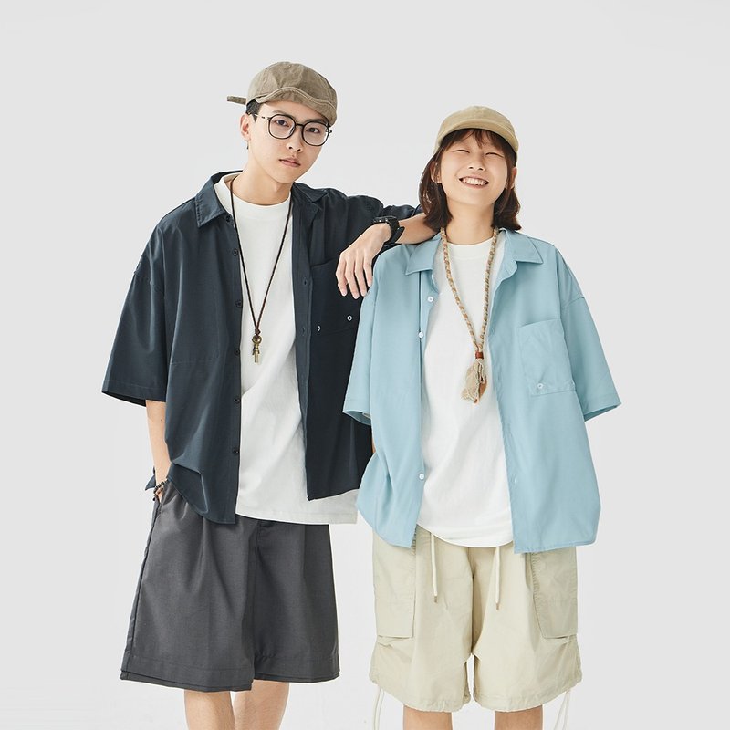 TopBasics 日系雙口袋戶外襯衫 - 男襯衫/休閒襯衫 - 棉．麻 藍色