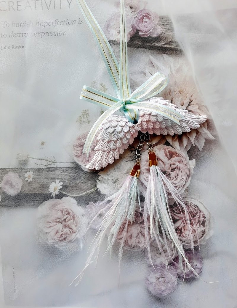 獨家設計 天使之翼擴香石 天使翅膀掛飾 企業贈禮 滿額禮 婚禮 - 香薰/精油/線香 - 其他材質 