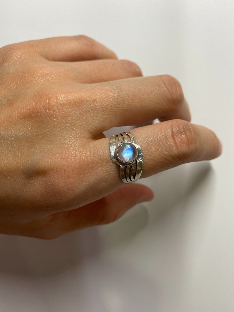 月光石 戒指 尼泊爾 手工製 925純銀 - 戒指 - 寶石 