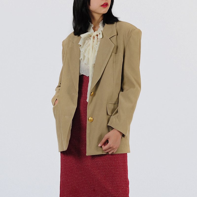[Egg plant vintage] Minaret structure suede vintage blazer - Women's Blazers & Trench Coats - Polyester 