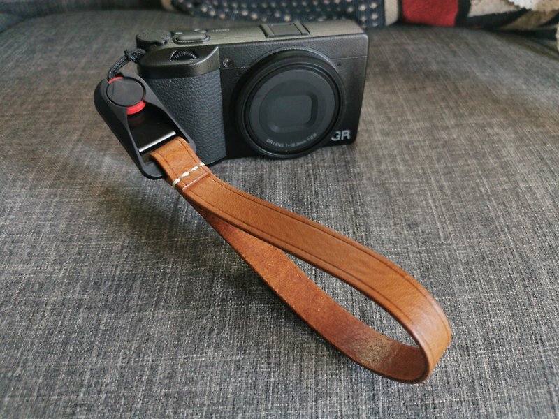Handmade Camera Wrist Strap genuine leather with quick connectors - Cameras - Genuine Leather Brown