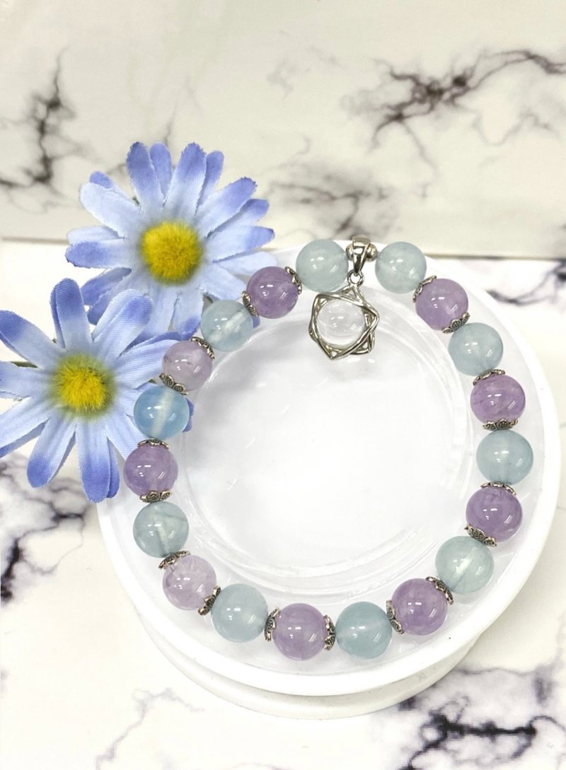 Aquamarine, lavender amethyst design bracelet - สร้อยข้อมือ - คริสตัล 