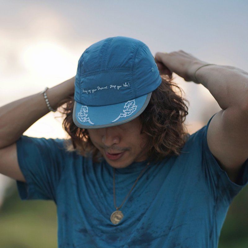 RED LEAF RUNNING CAP - BLUE JEAN - 帽子 - 尼龍 
