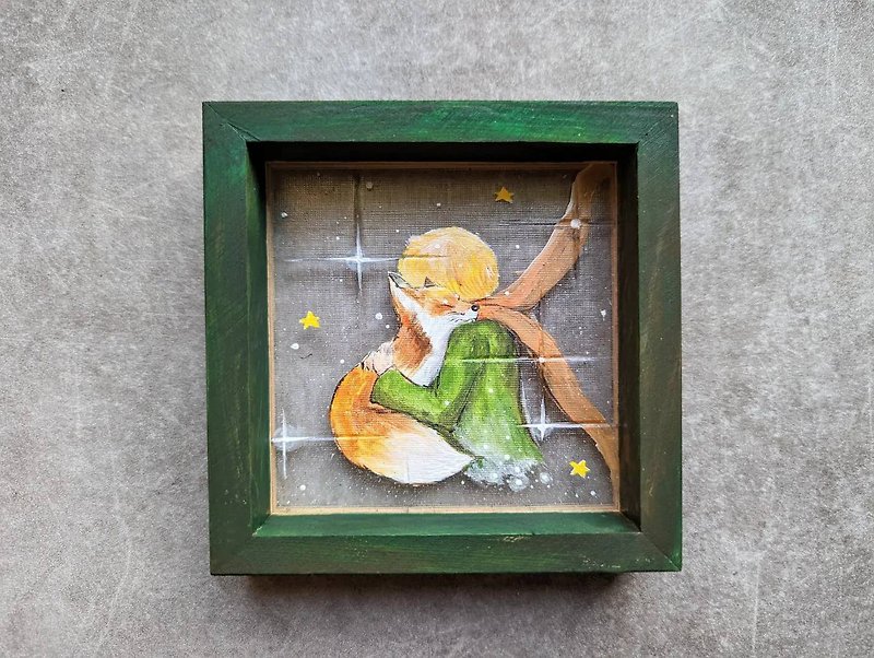 Hinoki cross star glass embraces the little prince home decoration art painting - ของวางตกแต่ง - แก้ว สีเขียว