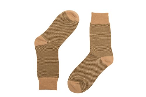 ORINGO 林果良品 細橫條紋紳士襪 米駝色