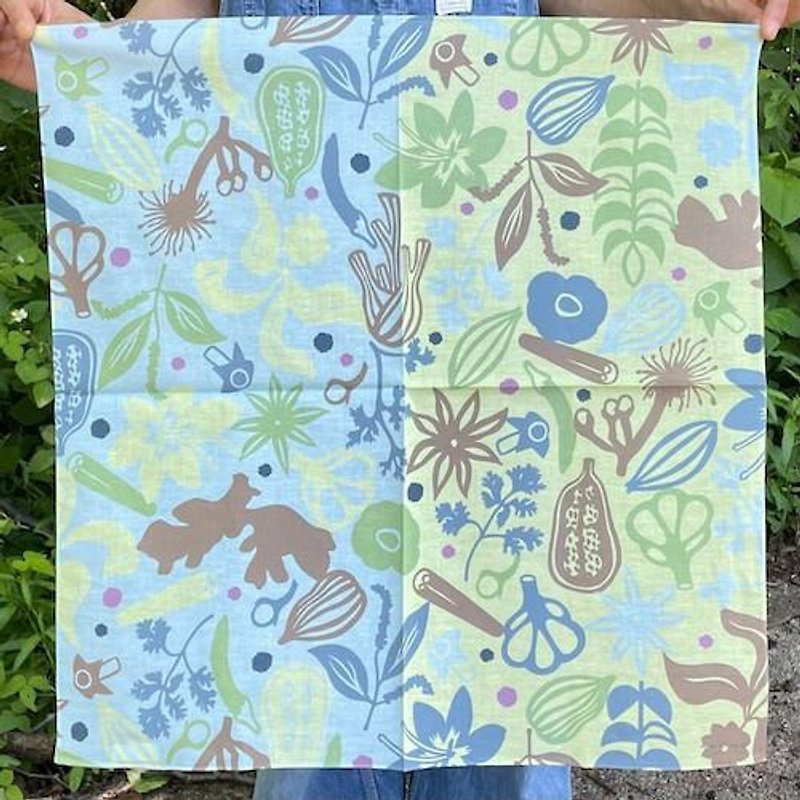 Cotton Linen handkerchief spice arrangement - Handkerchiefs & Pocket Squares - Cotton & Hemp Green