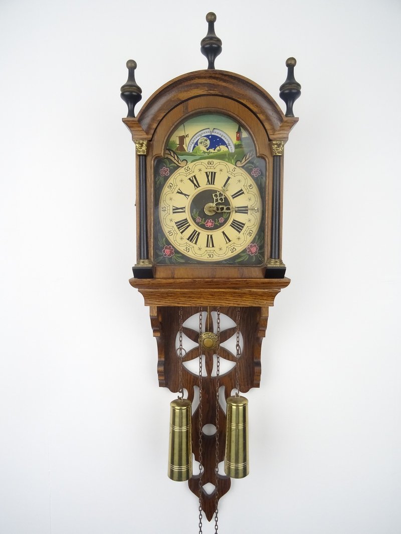 Antique Vintage Friesian Dutch Wall Clock 8 day (Warmink Wuba era) - Clocks - Wood Brown