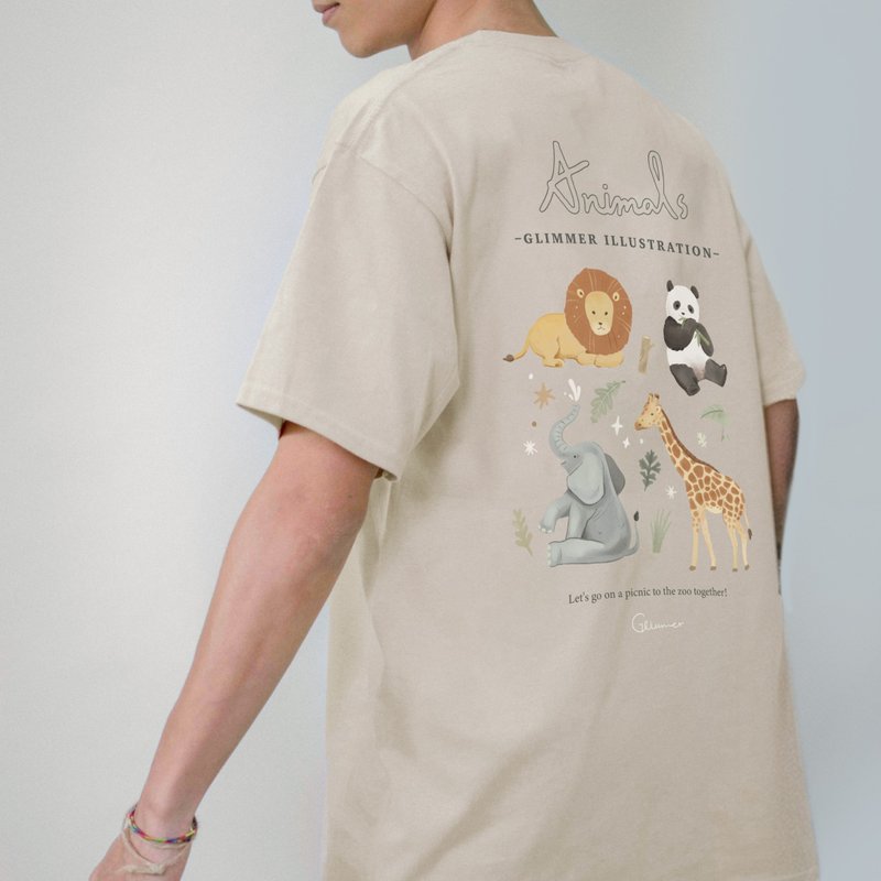 | 微光Zoo | 慵懶落肩T-shirt ~ 一起去動物園 - 女 T 恤 - 棉．麻 