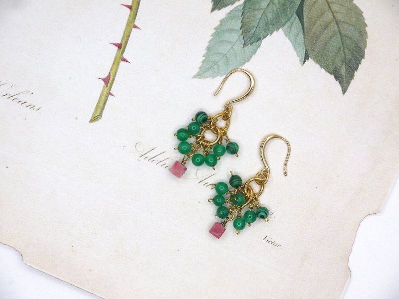 [Riitta] Christmas tree Christmas party earrings (Clip-On) - Earrings & Clip-ons - Gemstone 