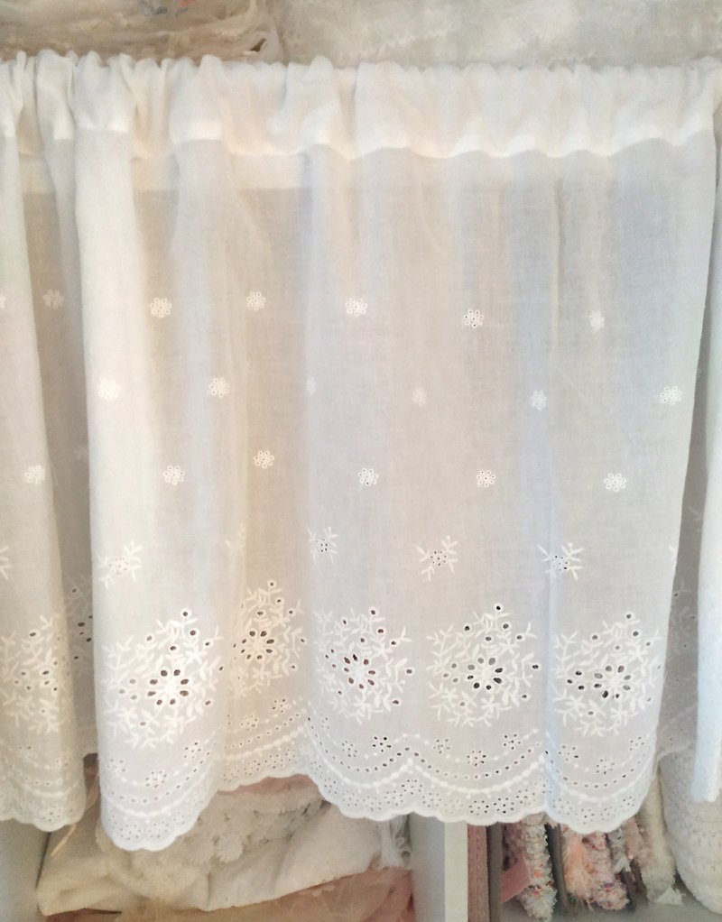 White cotton embroidery embroidered curtain door curtain coffee curtain - Doorway Curtains & Door Signs - Cotton & Hemp 