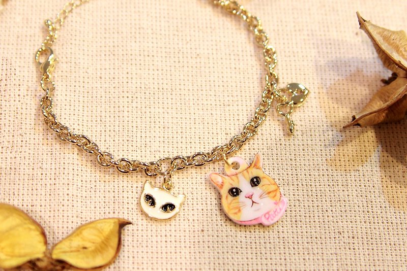 Gift selection preferred - pet pendant custom gold-plated bracelet - white cat models - Other - Other Materials 