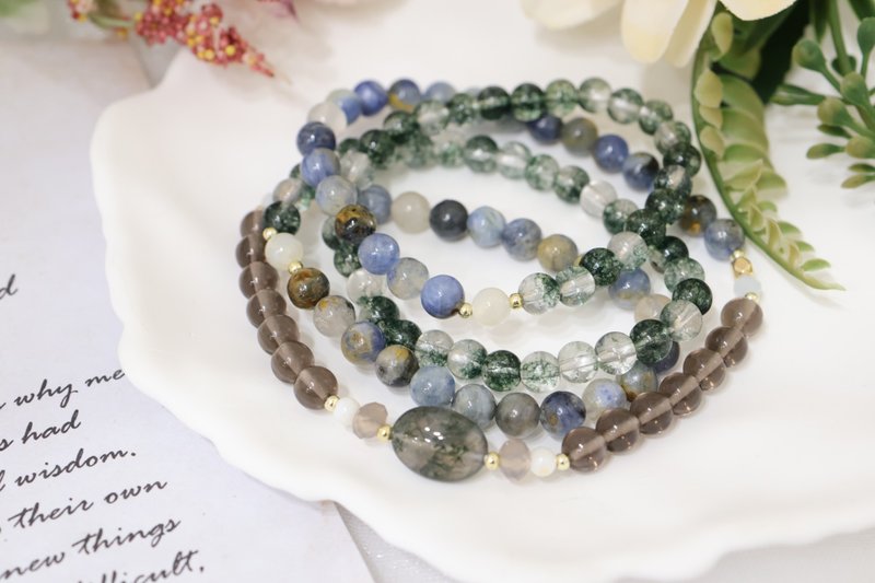 【108顆念珠系列】綠幽靈+藍晶石+冰曜石 念珠多圈手串 - 手鍊/手環 - 水晶 多色