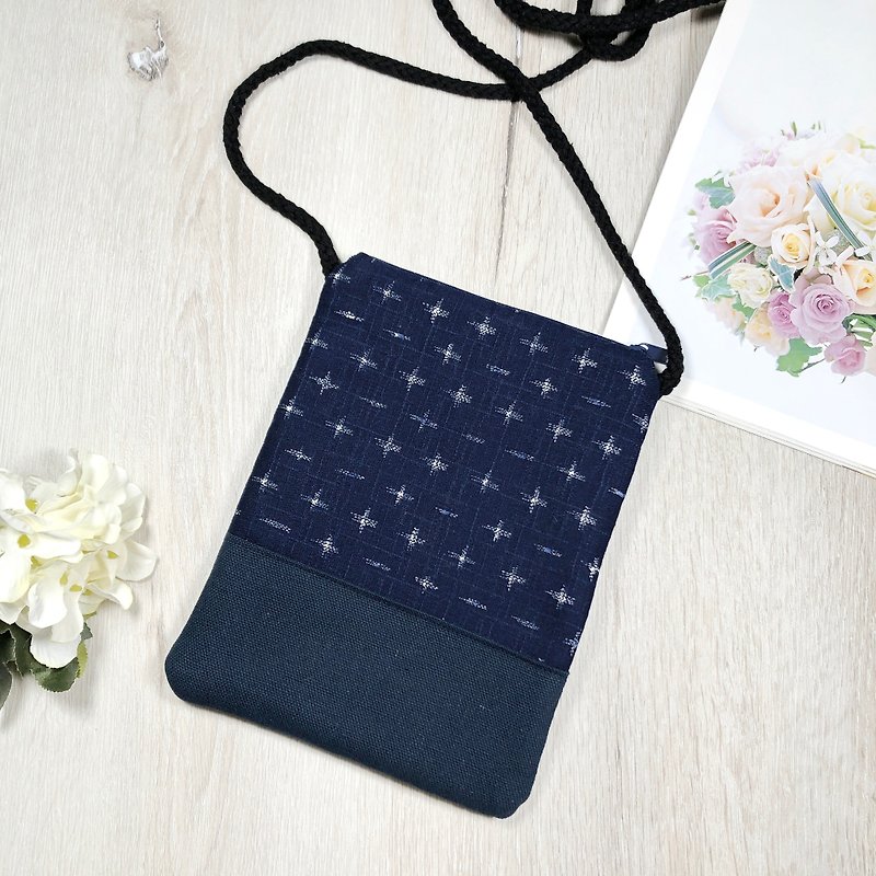Phone bag/shoulder bag/baby backpack/mobile phone bag/mobile phone bag~ Simple series (D-27) - Messenger Bags & Sling Bags - Cotton & Hemp Blue
