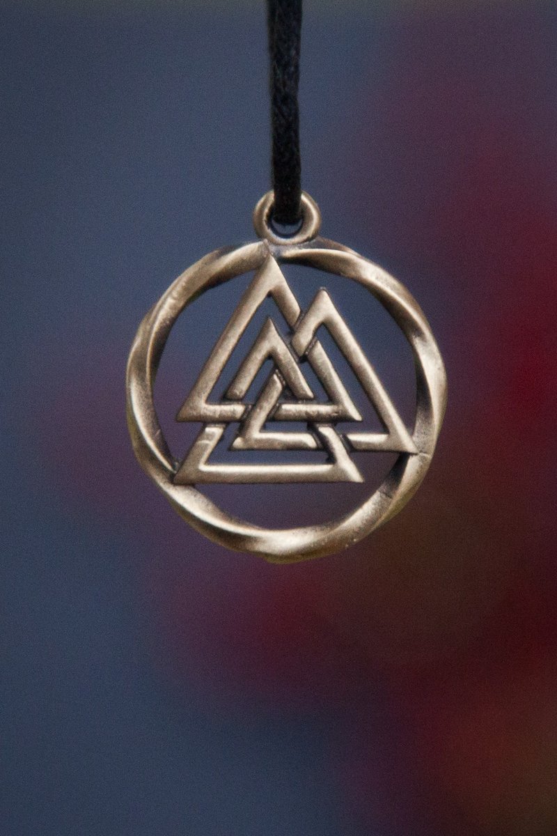 Valknut pendant. Odin Knot necklace. Small valknut jewelry. Viking sacred sign. - Necklaces - Other Metals Orange