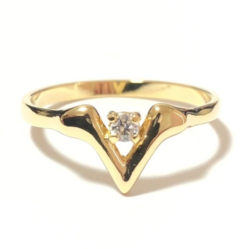 V Design Ring (ピンキーリング可能) - 戒指 - 其他金屬 金色