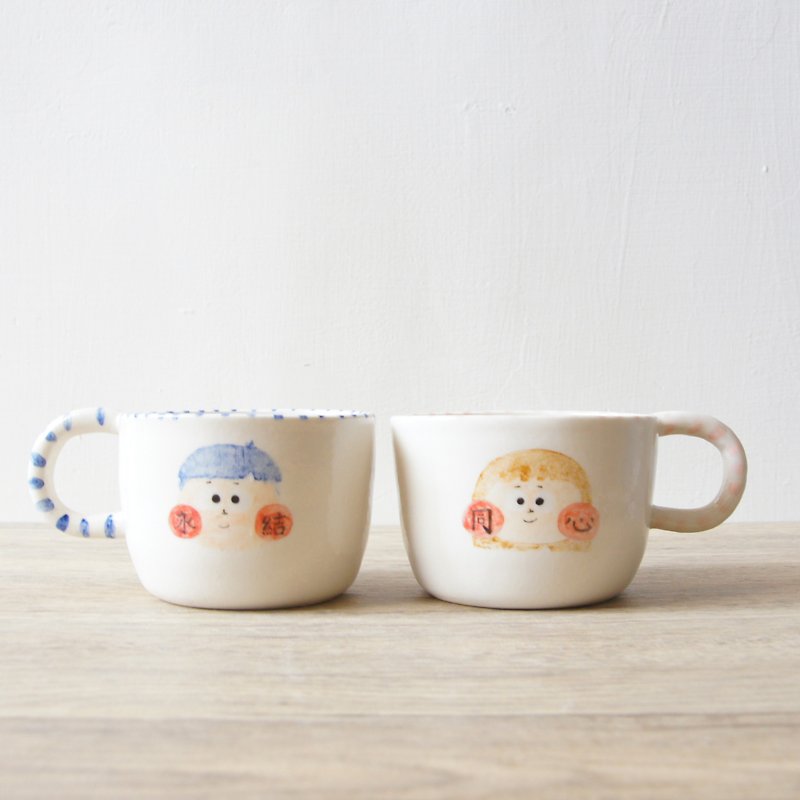 [Ceramic Cup] Porcelain Cup Blessing Cup Couple Cup 300ml 400ml - Mugs - Porcelain Multicolor