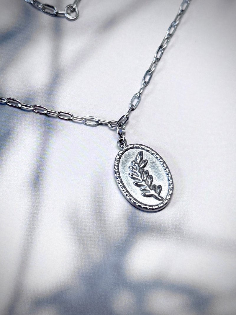 蕨醒森靈項鍊/鎖骨鍊項鍊 -  醫療鋼抗敏耐汗/可戴著洗澡 - 手鍊/手環 - 不鏽鋼 銀色