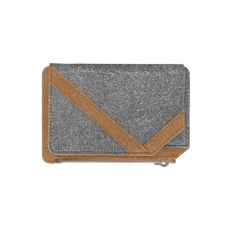 【Camouflage】V card wallet brown - Wallets - Other Man-Made Fibers Gray