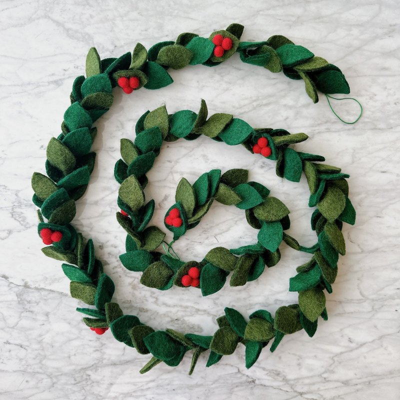 Christmas decoration wall hanging string 90 cm wool felt Christmas mistletoe Christmas decoration Christmas tree - Kids' Toys - Wool 