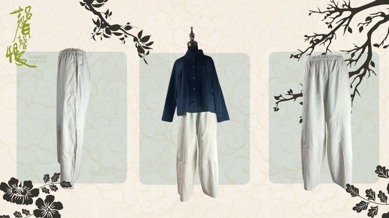 【Slow voice】Basic thick and versatile trousers - กางเกงขายาว - ผ้าฝ้าย/ผ้าลินิน สีม่วง