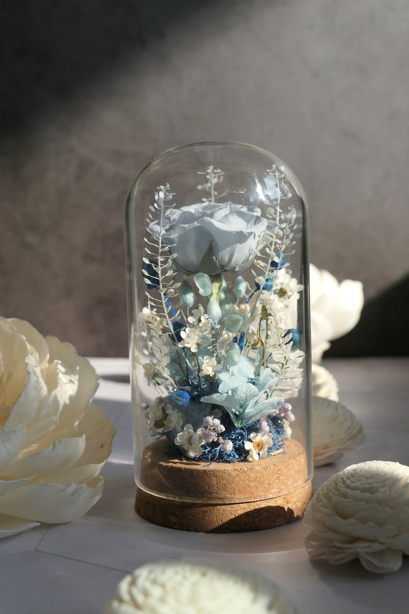 Rosemary small garden glass cover preserved flower/Valentine's Day/birthday/graduation/gift - ช่อดอกไม้แห้ง - พืช/ดอกไม้ สีน้ำเงิน